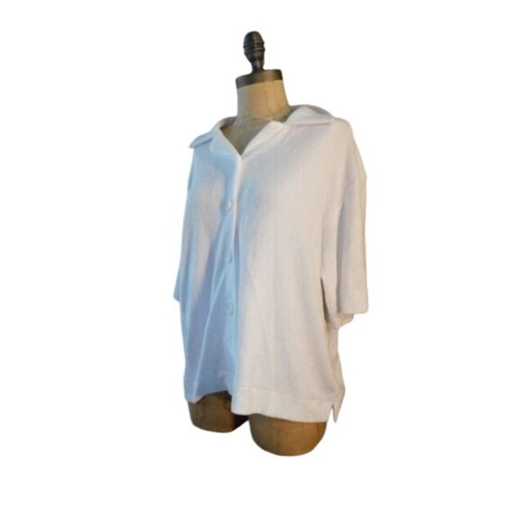 Gianni Bini Size S Small White Oversized Terrycloth Button Down Shirt NWT $69 - Picture 3 of 3